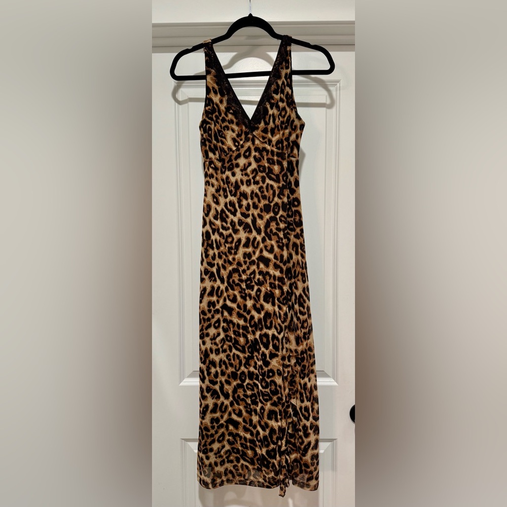 Good Luck Gem Leopard Print Maxi Dress - Brown, Black